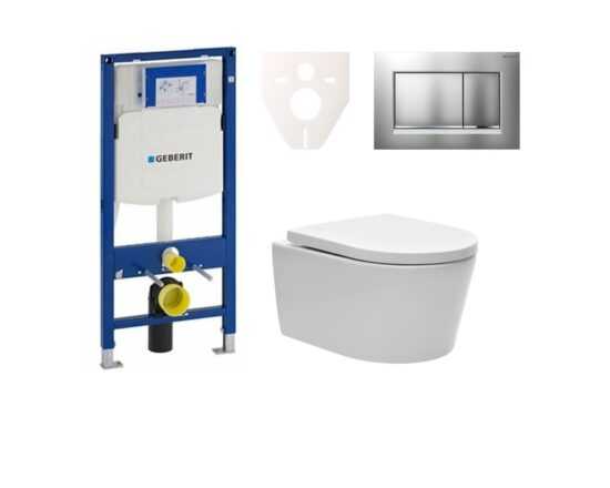 Cenovo zvýhodnený závesný WC set Geberit do ľahkých stien / predstenová montáž + WC SAT Brevis SIKOGES3W7